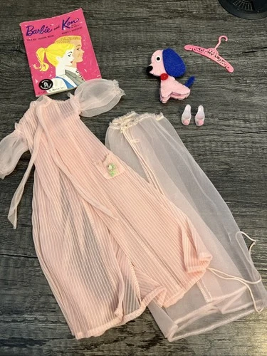 Vintage Barbie 965 Nighty Negligee - COMPLETE Set w Original Pompoms - MINTY!