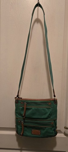 Borsa a tracolla The Sak Establish 1989 verde denim/pelle floreale interno zip - Foto 2 di 9