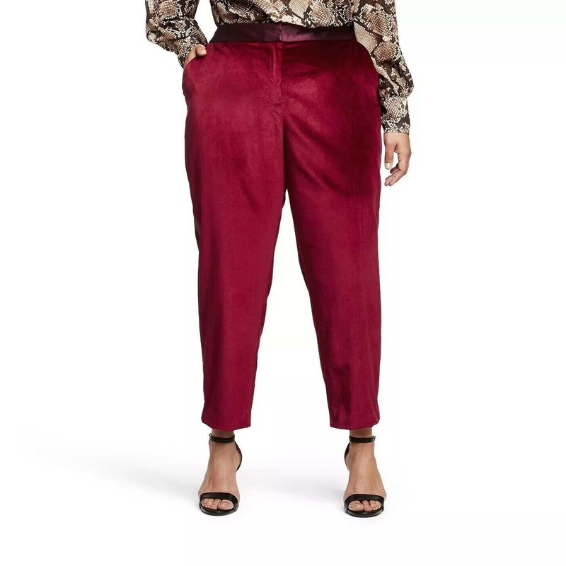 NWT Altuzarra for Target Red Velvet Straight Leg Ankle Pants Plus 20W WOMENS