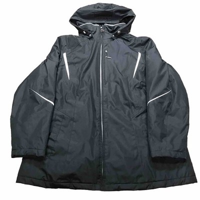 ZEROXPOSUR Winter Ski Jacket - Water & Wind Resistant Black 1X - Removable Hood