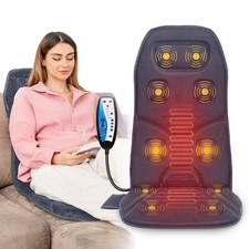 COMFIER Massage Seat Cushion with Heat,Back Massager,10 Vibration Motors,Gray