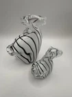 Vintage Art Glass Pair Of Zebra Figurine Murano Style
