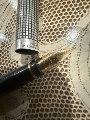 Parker 75 Sterling Silver Fountain Pen 18K  gold 750 France TE