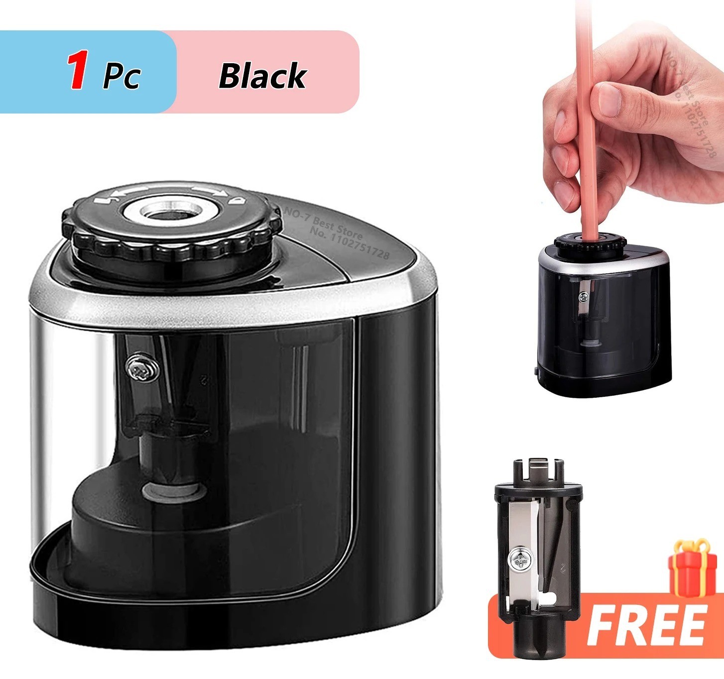 Electric Pencil Sharpener Automatic Battery Power Operated Desktop Office School