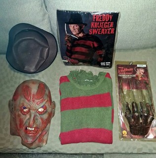 Freddy Krueger Costume Bundle Includes Mask Hat Sweater & New Glove Adult