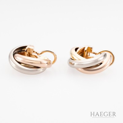 Cartier Trinity Clip-Creolen | 750/- Gold tricolor | Full Set 1990