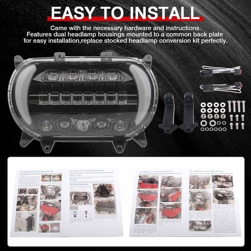 12V Headlight Assembly LED DRL Hi/Low Beam For Harley Touring Road Glide 15-23 - Picture 9 of 20