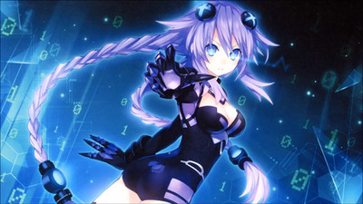 Anime girls blue eyes braids hyperdimension neptunia Custom Gaming Mat Desk