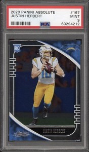 2020 Panini Absolute Justin Herbert Rookie RC #167 PSA 9 Mint Chargers