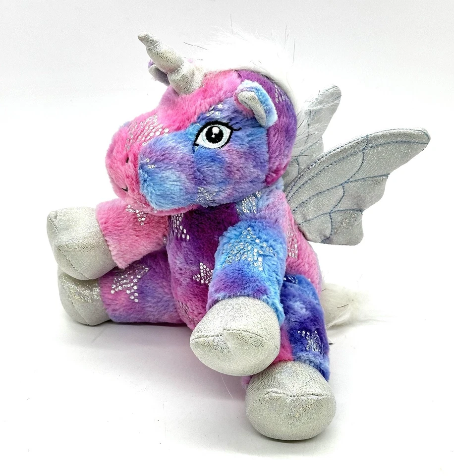 Bear Factory Plush Toy Tie Dye Rainbow Unicorn w/Zipper Pouch 2001 Vintage GUC - Image 2 of 4