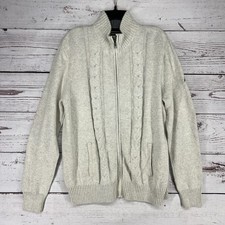 Nautica Men's 100 Cotton Cable-Knit Sweater Gray Full Zip Large