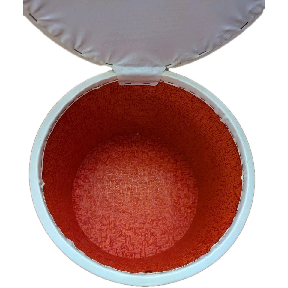 Винтажный Виниловый Круглый Оттоманский Пуф Большой Табурет для Ног Для Хранения Цветков Мощность - Изображение 3 из 4