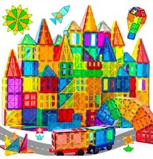 120Pcs Magnetic Tiles Magnetic 3D Building Blocks Set Educational Constructio...