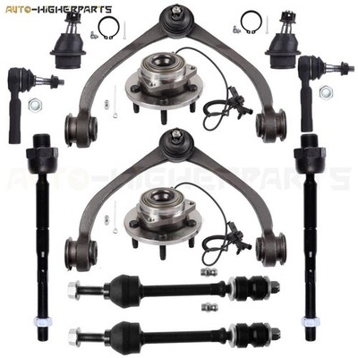 For 2005-2010 Dodge Dakota 12 Pcs Front Control Arm Tie Rod Sway Bar & Wheel Hub