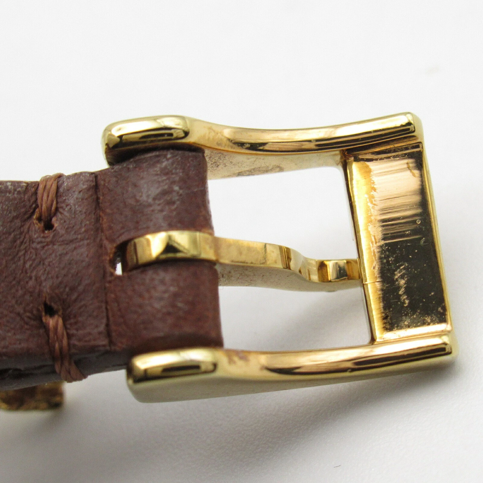 GUCCI Watch GP (Gold Plated) Leather Belt White White Shell 128.5 Used