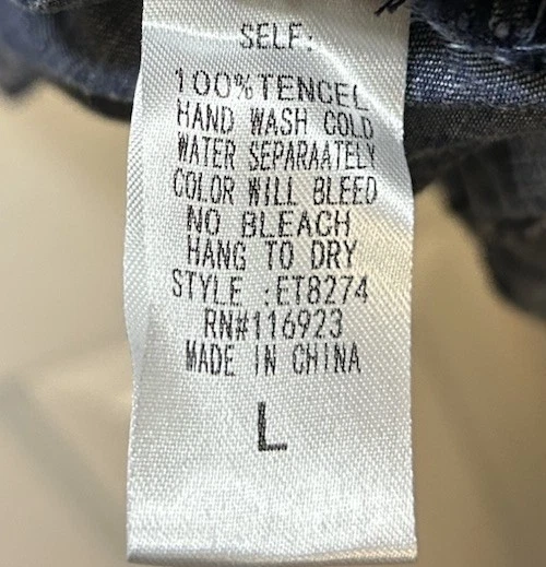 Easel Chambray Denim Blue Ruffle Kimono Open Cardigan Duster Jacket Size Large - Image 4 of 4