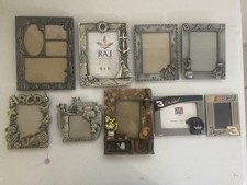 Lot of 9 Picture Frames. Most All Constructed Of Metal. Various Sizes. Preowned.