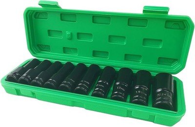 10PCS 1/2'' Drive Deep Impact Socket Set, Cr-V Steel 6-Point Metric Car Wheel ...