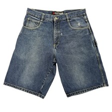 Southpole Jorts Y2K Mens Size 32 Baggy Wide Leg Blue Hip Hop Distressed
