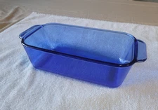 Pyrex 213-R Cobalt Blue Glass Loaf Pan 1.5 Qt USA