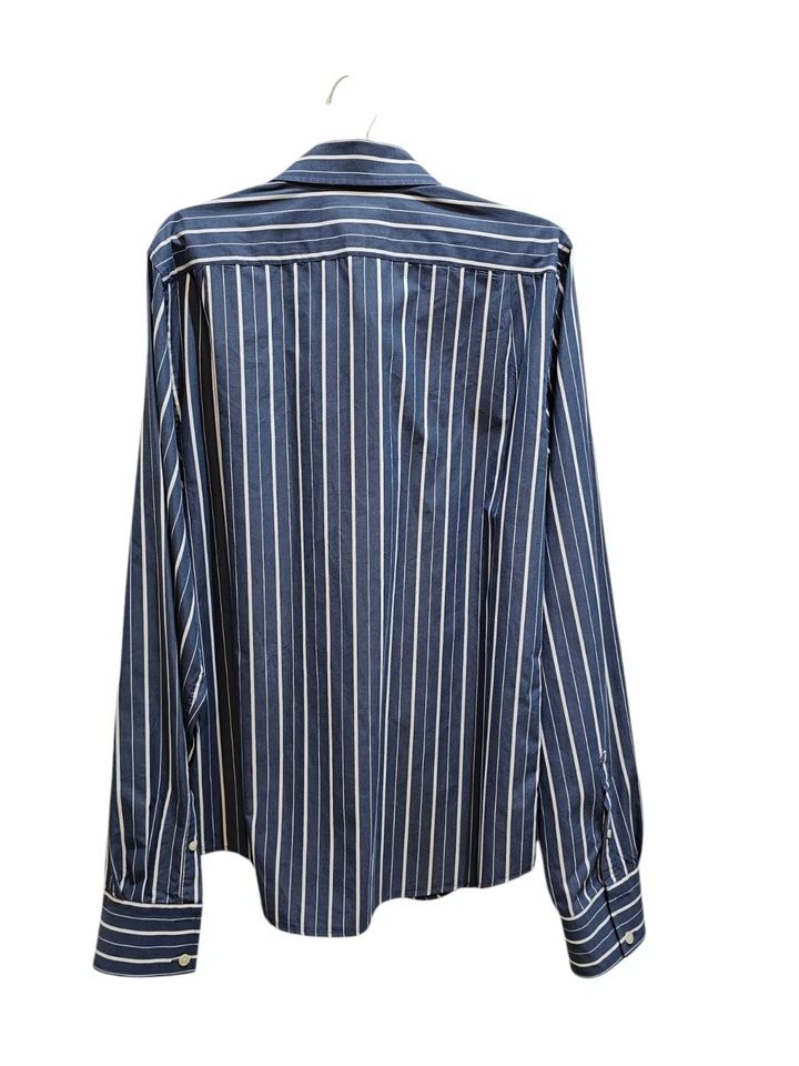 Abercrombie & Fitch мышцы мужской XXL платье рубашка синий в полоску винтажный Y2k опрятный 2XL - Изображение 2 из 4