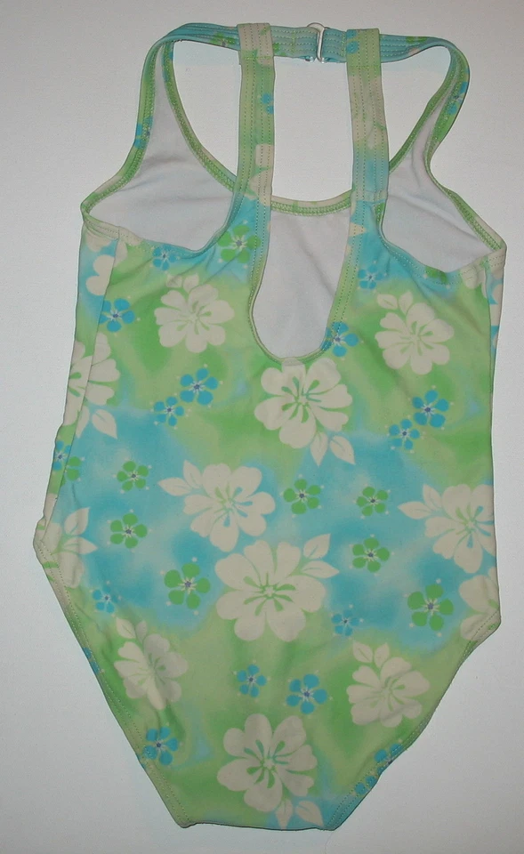 CIRCO - 1 PIECE GREEN & BLUE FLORAL PRINT BATHING SUIT - 6 / 6X - FREE SHIPPING Foto 2 de 2