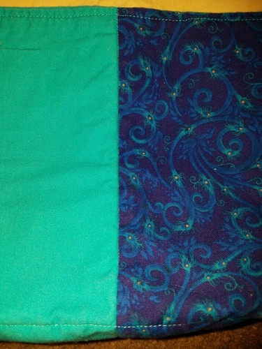 Turquoise and Blue Peacock Handmade Fabric tote bag - Picture 3 of 4