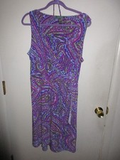 Lauren Ralph Lauren Knit Sheath Wiggle Dress Sz L Purple/Blue 
