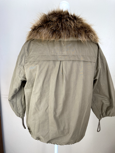 Zara Woman Utility Jacket Parka with Faux Fur Collar olive green medium - Picture 3 of 14