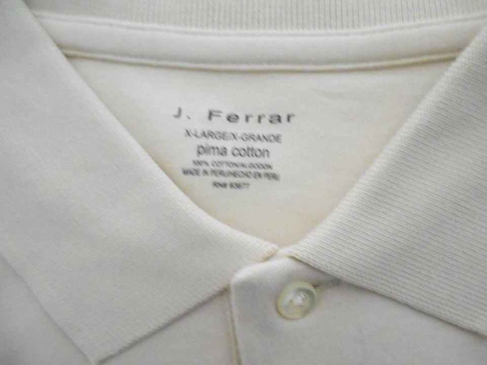  J. Ferrar Mens XL Beige Pima Cotton Polo Shirt Top Pickle Ball Tennis Golf  - Image 4 of 4