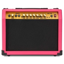 LyxPro 40W Electric Guitar Amp, Guitar Amplifier W/Built-In Speaker, Pink