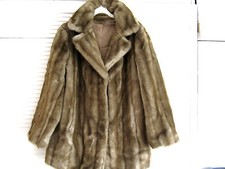 Vintage Astraka London Beige Faux Fur Jacket/coat Uk16 (fits Size Uk12)
