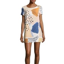 Minkpink Sundowner Tee Dress Women's Medium Multicolor Abstract Print Back Zip