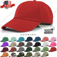 Plain Adjustable Military Solid Washed Cotton Polo Style Baseball Cap Caps Hat 