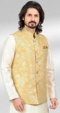Indian Mens Designer Wedding Bollywood Wear Kurta Payjama Jacket Set From India