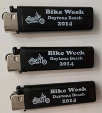Bike Week Lighter Daytona Beach 2014 Black Vintage Never Used Cigarette Set Of 3