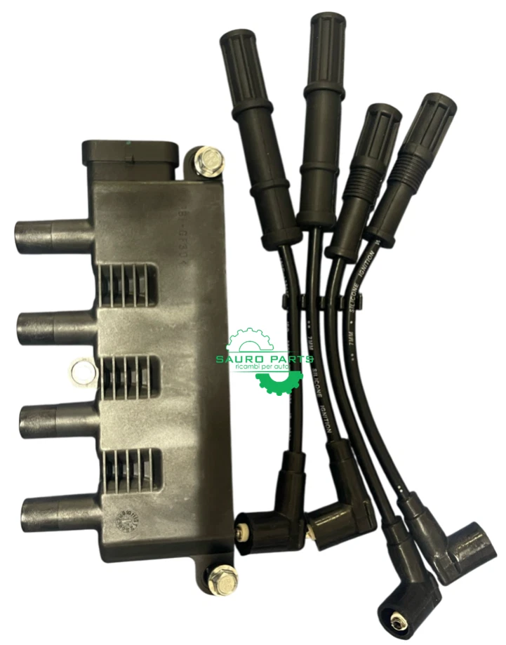 KIT BOBINA + CAVI CANDELA + 4 CANDELE DI ACCENSIONE PER FIAT 1.2 1.4 BENZINA - Immagine 3 di 4