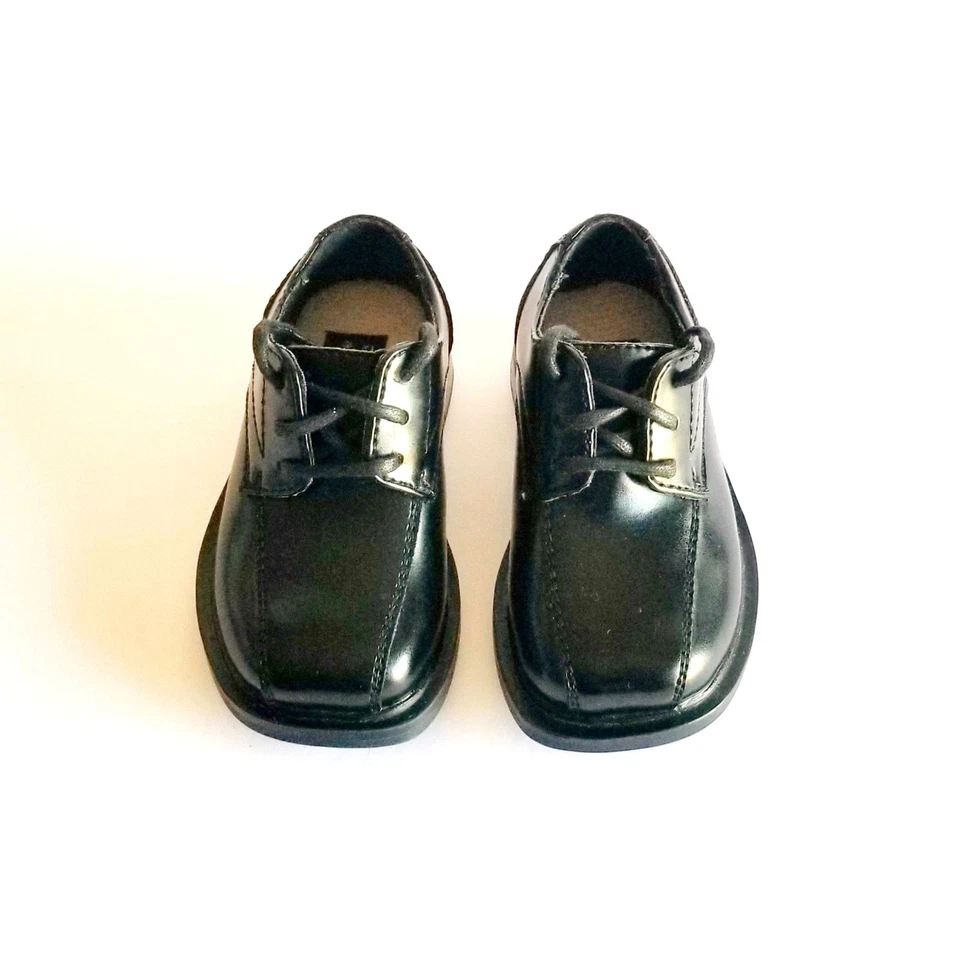 DEER STAGS Gabe Baby Boys Black Oxford Shoes Sz 5 Months Lace Up Faux Leather - Image 3 of 4