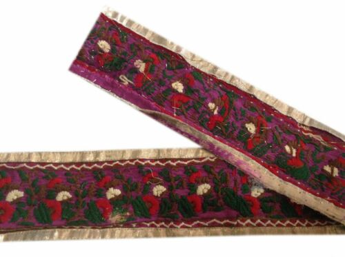 ANTIQUE SAREE BORDER VINTAGE WOOL EMBROIDERED DESIGN TRIM LACE -136 - Picture 5 of 10