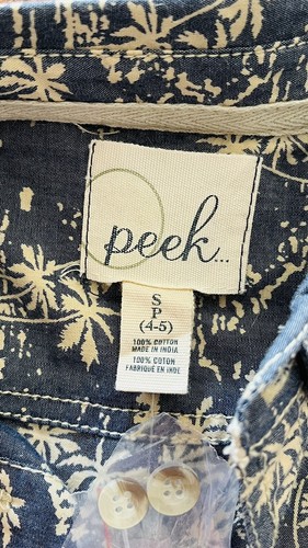 Peek Chambray Palm Button Down Short Sleeve, Boys Size S (4-5) - Picture 3 of 3