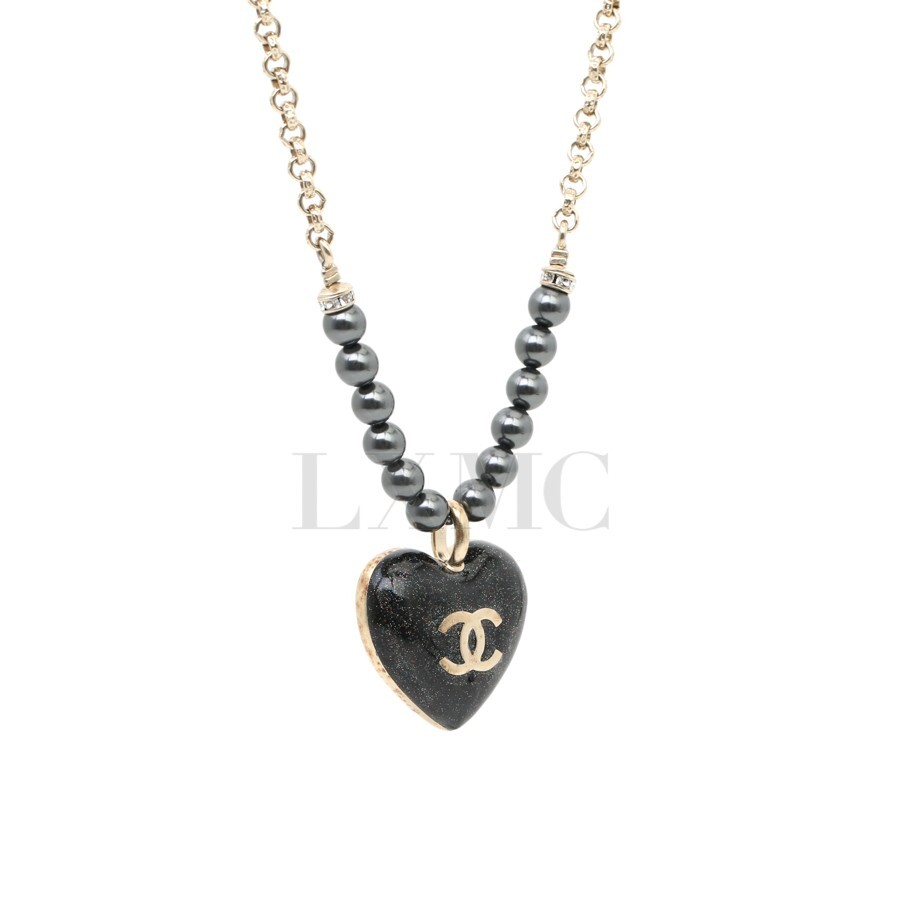★PEARLY MORE★ Black Heart Pendant Ball Chain Necklace s-l1200.jpg