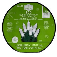 Holiday Time 200-Count Cool White 8 SYNC LED String Christmas Lights 42ft
