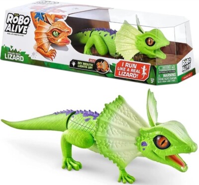 Robo Alive Frill Neck Lizard Real-Life Robotic Pet Figure Green