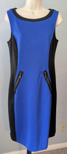 Apt 9 Dress  Blue Black colorblock M Sheath Knit Zipper Accents Sleeveless
