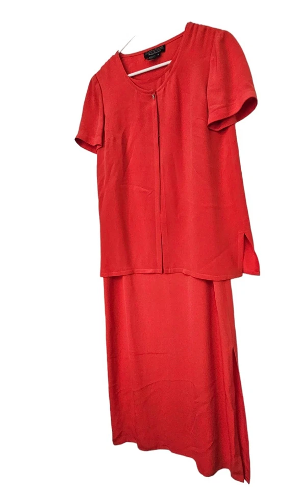 Cynthia Howie for Maggy Boutique Red Dress Size 6 100% Silk 2pc Dress - Image 2 of 4