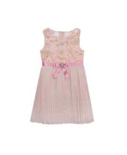 Rare Editions Little Girls Pleated Dress with Embroidered Bodice Pink Size 4T