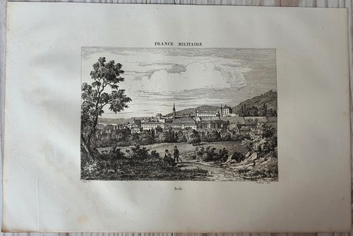 Lithograph Art Print Engraving Rhine Laybach Bade Militaire Antique