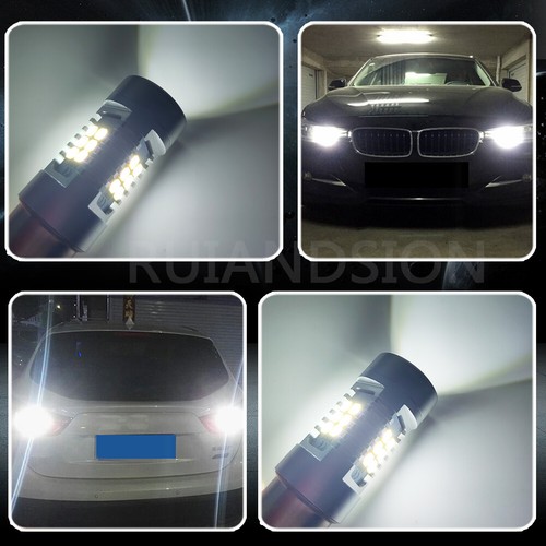 12-24V BAZ15D P21/4W 2835 21 LED Car Brake Parking Tail Light Bulb White /Red - Picture 6 of 8