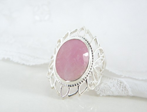 Sterling Silver 925 Pink Opal Doublet Filigree Ring Size 10 - Picture 2 of 8