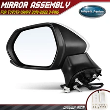 Driver Side Power Mirror with Manual Folding for Toyota Camry 2018-2024 White